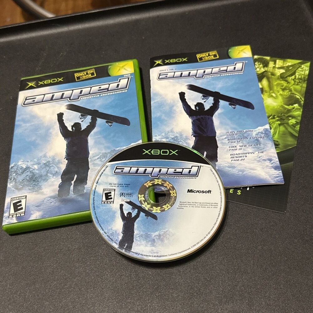 Amped: Freestyle Snowboarding (Microsoft Xbox, 2001) w/ Manual Case Tested Black